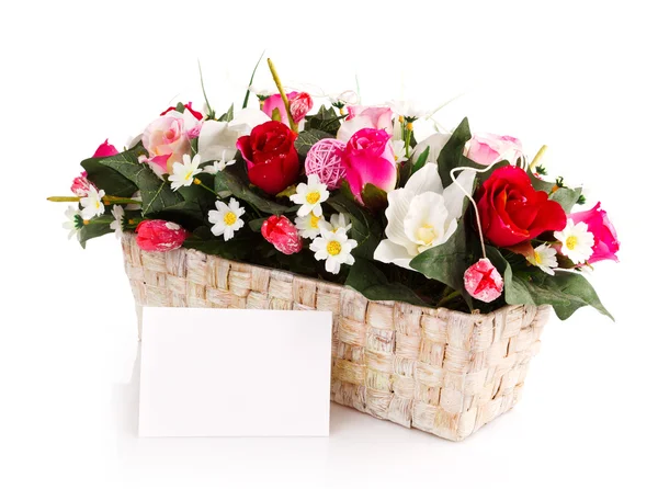 Decorated flowers basket — Stock Photo, Image