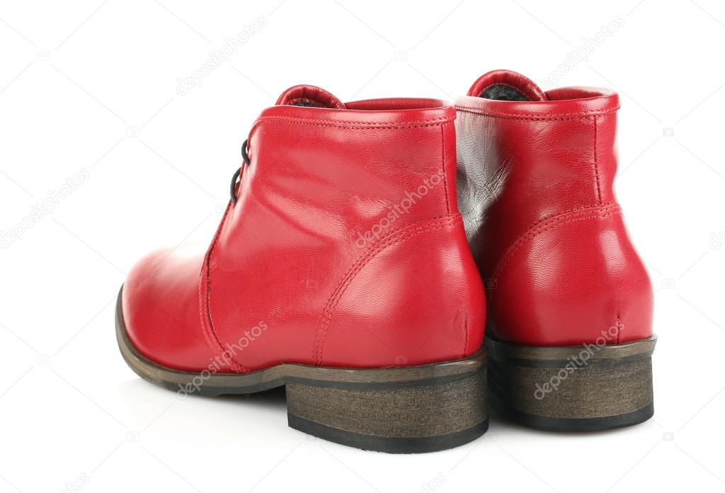 Rote Stiefel für Damen mit Schnürsenkeln — Stockfoto Rote Stiefel für Damen mit Schnürsenkeln — Stockfoto