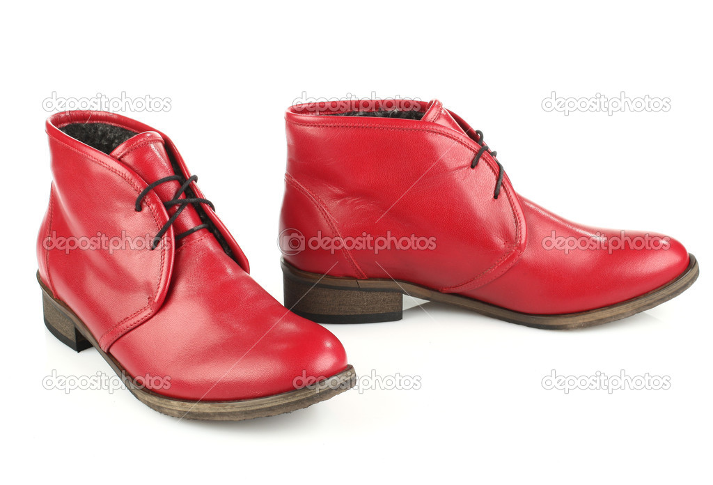 Rote Stiefel für Damen mit Schnürsenkeln — Stockfoto Rote Stiefel für Damen mit Schnürsenkeln — Stockfoto