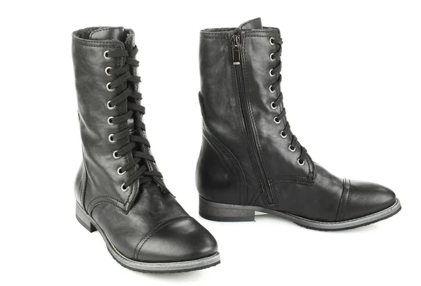 Bottes noires pour femmes avec lacets — Photo