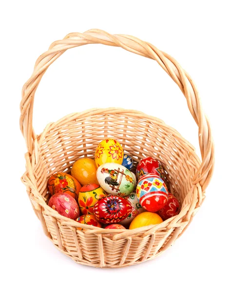 Easter basket with eggs — Stock Photo, Image