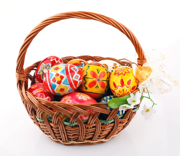 Easter basket with eggs — Stock Photo, Image