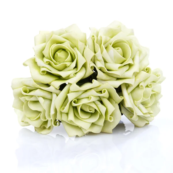 Artificial bouquet of green roses — Stock Photo, Image