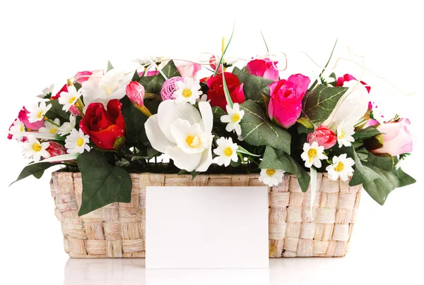 Decorated flowers basket — Stock Photo, Image