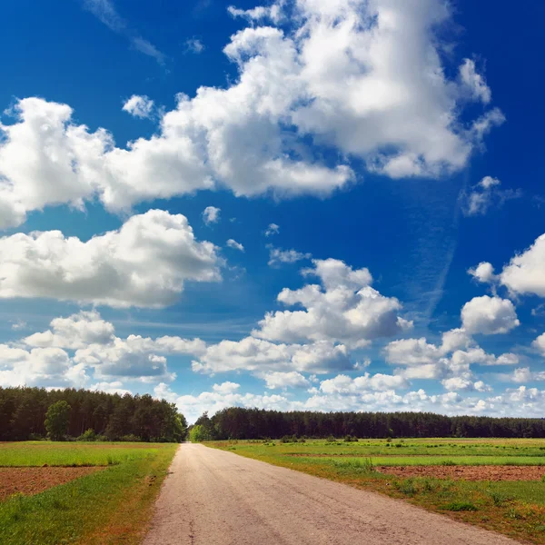 Paisaje con carretera y nubes Imagen de archivo