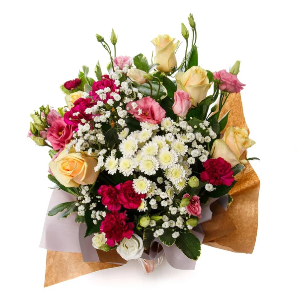 배경에크 레프트 아름다운 꽃들의 꽃다발을 클로즈업한다 결혼식 기념일 을축하 — 스톡 사진