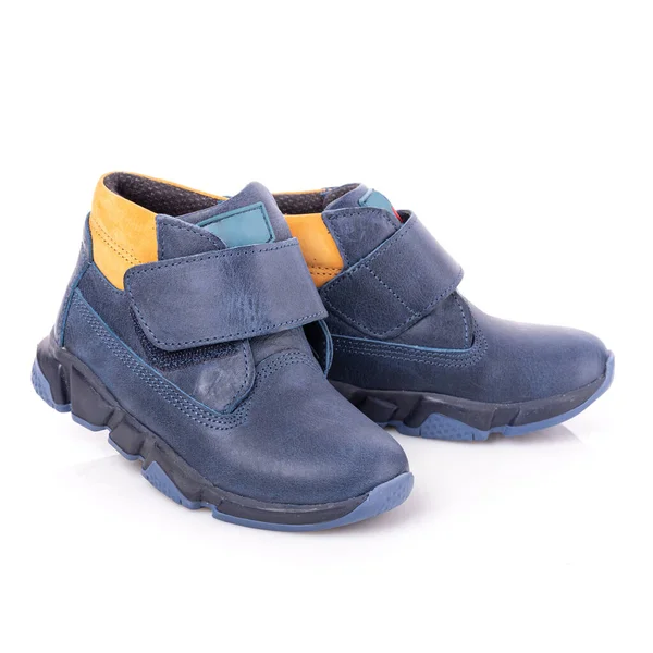 Close Fashionable Blue Autumn Velcro Shoes Toddlers Boys Sports Style — 图库照片