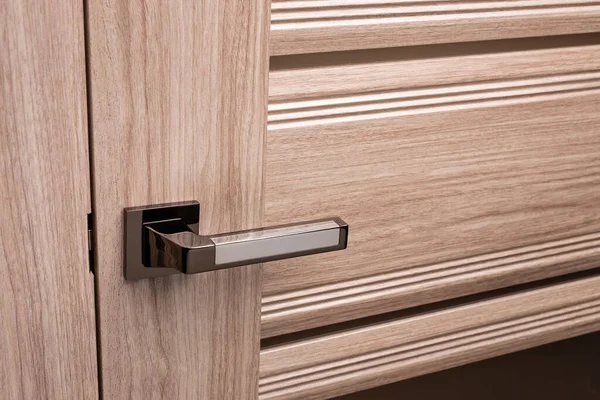 External Door Handle Protective Lock Wooden Frame Close Metallic Door — ストック写真