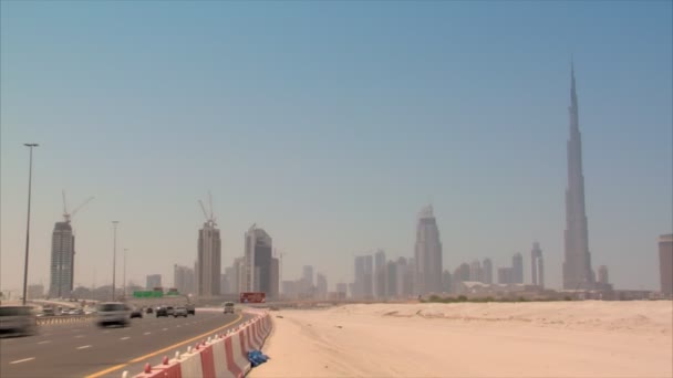 Dubai látképére idő telik burj Khalifa — Stock videók