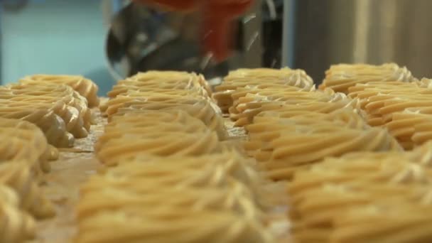 German bakery make holes in cake — Stock Video