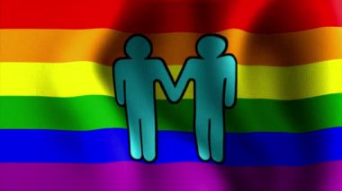 Gökkuşağı bayrağı sallayarak iki erkek işareti 10571