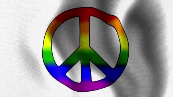 Ondeando bandera arco iris signo de paz 10584 — Vídeo de stock