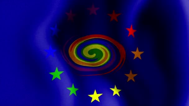 Szivárvány euro flag2 hullámzó 10592 — Stock videók