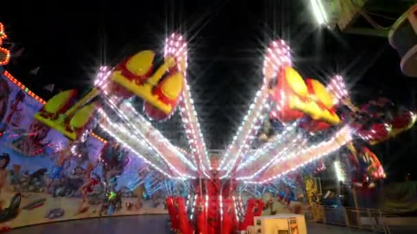 Funfair carousel jumping with dreamy look 11070 — Stock Video