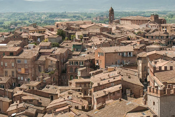 Siena, luchtfoto van mangia de toren — Stockfoto