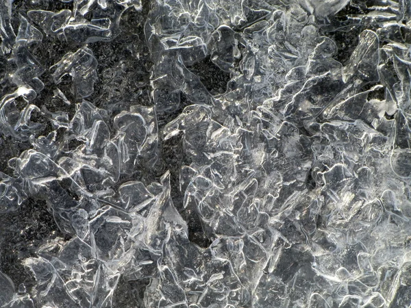 Hermosa textura escarcha y figuras de caballería en batalla formadas en hielo — Foto de Stock