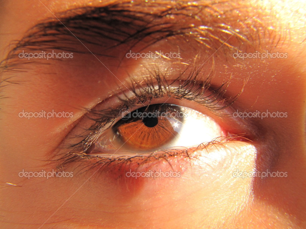 Sun reflection in young girl's brown eye — Stock Photo © fotocodp 16831941