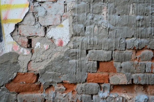 Damaged mortar vintage brick wall background