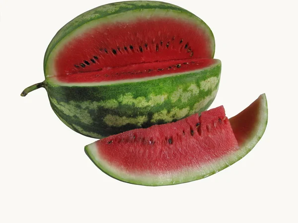 Érett görögdinnye gyümölcs- és szelet — Stock Fotó