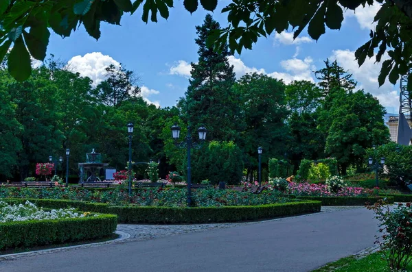 Partie Une Roseraie Avec Une Fontaine Eau Sofia Bulgarie — Photo