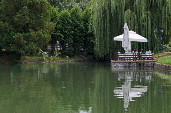 Sofia Bulgaria September 2021 View Cosy Relaxation Area Awnings Tables — Stock Photo, Image