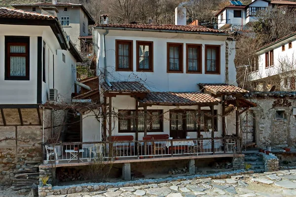 Melnik Bułgaria Marca 2012 Widok Stare Bułgarskie Miasto Tradycyjnymi Domami — Zdjęcie stockowe