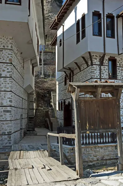 Melnik Bulgaria March 2012 Narrow Cobbled Streets Traditional Houses Ancient — Stock Photo, Image