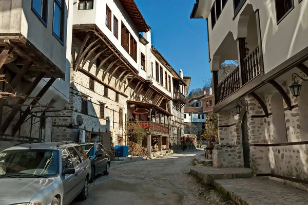 Melnik Bulgária Março 2012 Vista Antiga Cidade Búlgara Com Casas — Fotografia de Stock