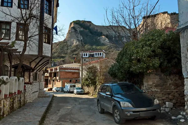 Melnik Bulgarien März 2012 Alte Traditionelle Häuser Vor Dem Hintergrund — Stockfoto