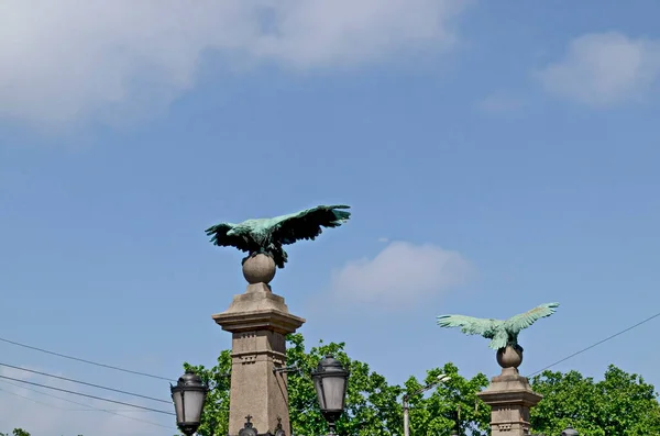 Two Ancient Sculptures Eagle Bridge Sofia Bulgaria — Stok fotoğraf