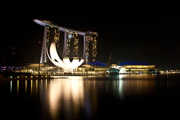 滨海湾之夜，新加坡 — 图库照片