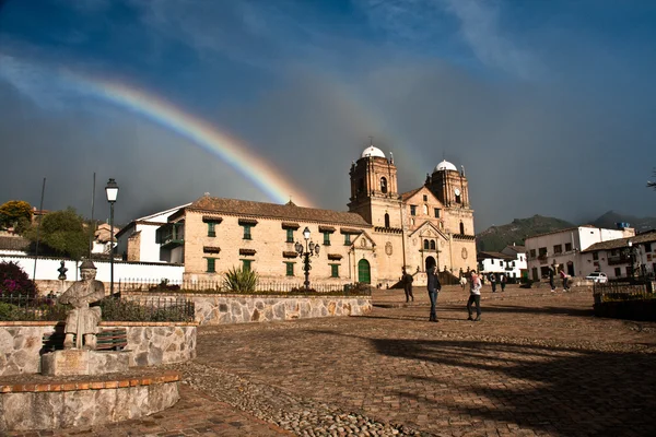 The central plaza at the colonial village of Monguí, Boyaca, Co