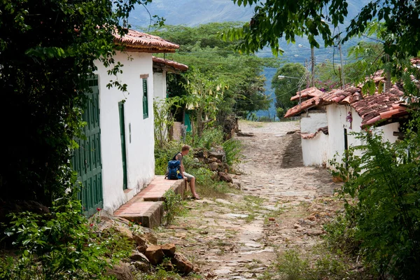 输入 guane、 西班牙桑坦德银行、 哥伦比亚殖民地的村 — 图库照片