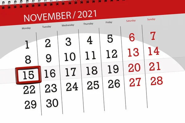 Planificador Calendario Para Mes Noviembre 2021 Fecha Límite Lunes Imagen de stock