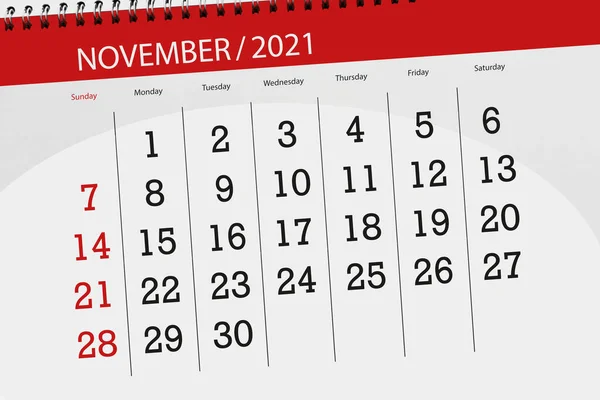 Agenda Mois Novembre 2021 Date Butoir — Photo