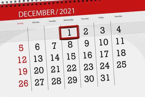 Kalender Planerare För Månaden December 2021 Deadline Dag Onsdag — Stockfoto