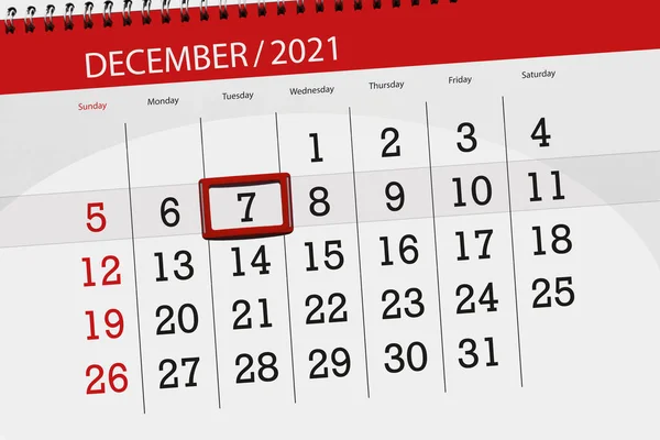 Планировщик Календаря Декабрь 2021 Крайний Срок Вторник — стоковое фото