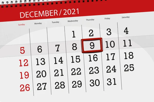 Calendar Planner Month December 2021 Deadline Day Thursday — Stock Photo, Image