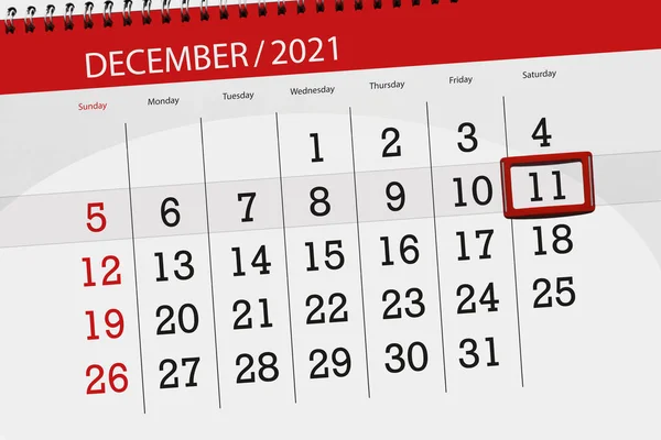Планировщик Календаря Декабрь 2021 Крайний Срок Суббота — стоковое фото