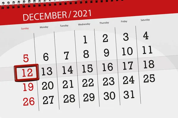 Agenda Mois Décembre 2021 Date Butoir Dimanche — Photo