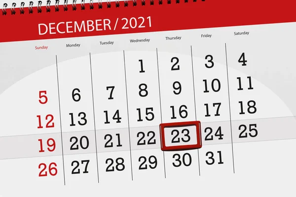 Kalender Planerare För Månaden December 2021 Deadline Dag Torsdag — Stockfoto