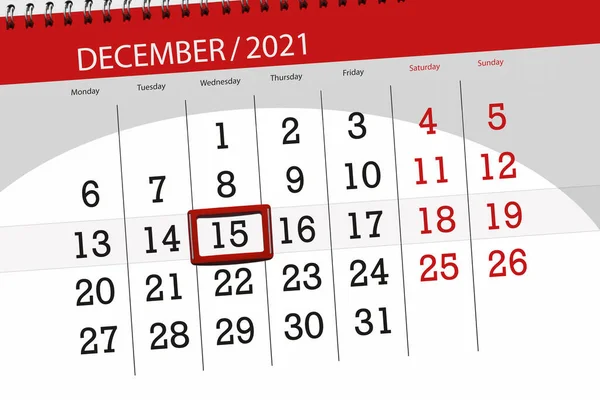 Kalender Planerare För Månaden December 2021 Deadline Dag Onsdag — Stockfoto