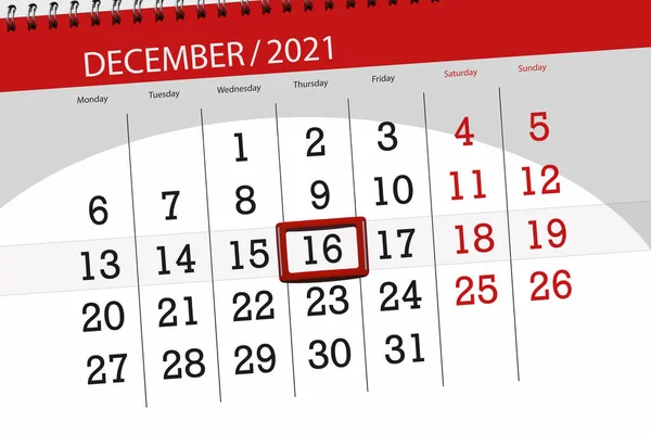 Kalender Planerare För Månaden December 2021 Deadline Dag Torsdag — Stockfoto
