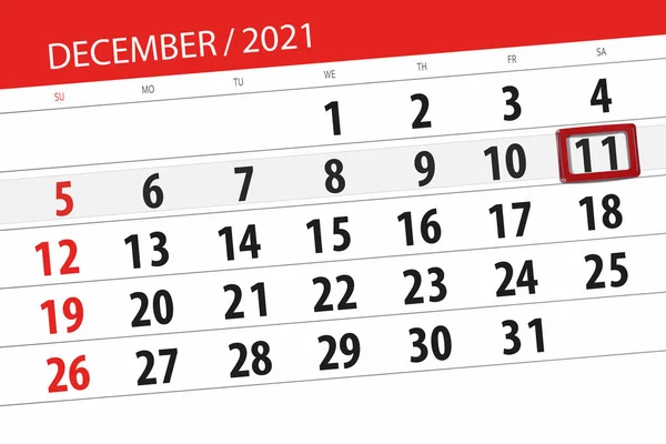 Kalenderplanner Voor Maand December 2021 Deadline Dag Zaterdag — Stockfoto