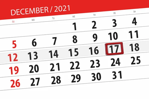カレンダープランナー2021年12月 締め切り 金曜日 — ストック写真