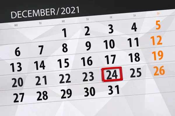 Calendário Planejador Para Mês Dezembro 2021 Data Limite Sexta Feira — Fotografia de Stock