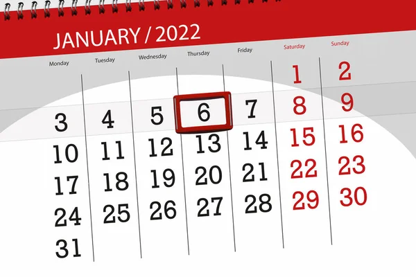 2022年1月1日的日历计划 截止日期 星期四 — 图库照片