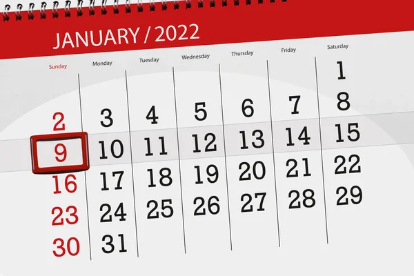 2022年1月1日的日历计划 截止日期 星期日 — 图库照片