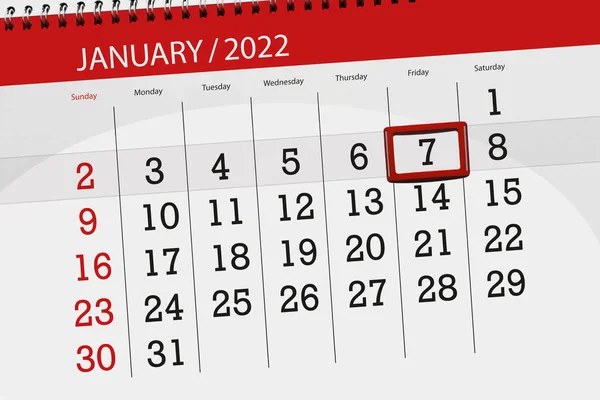 2022年1月1日的日历计划 截止日期 星期五 — 图库照片