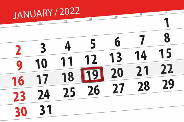 Agenda Mois Janvier 2022 Date Butoir Mercredi — Photo